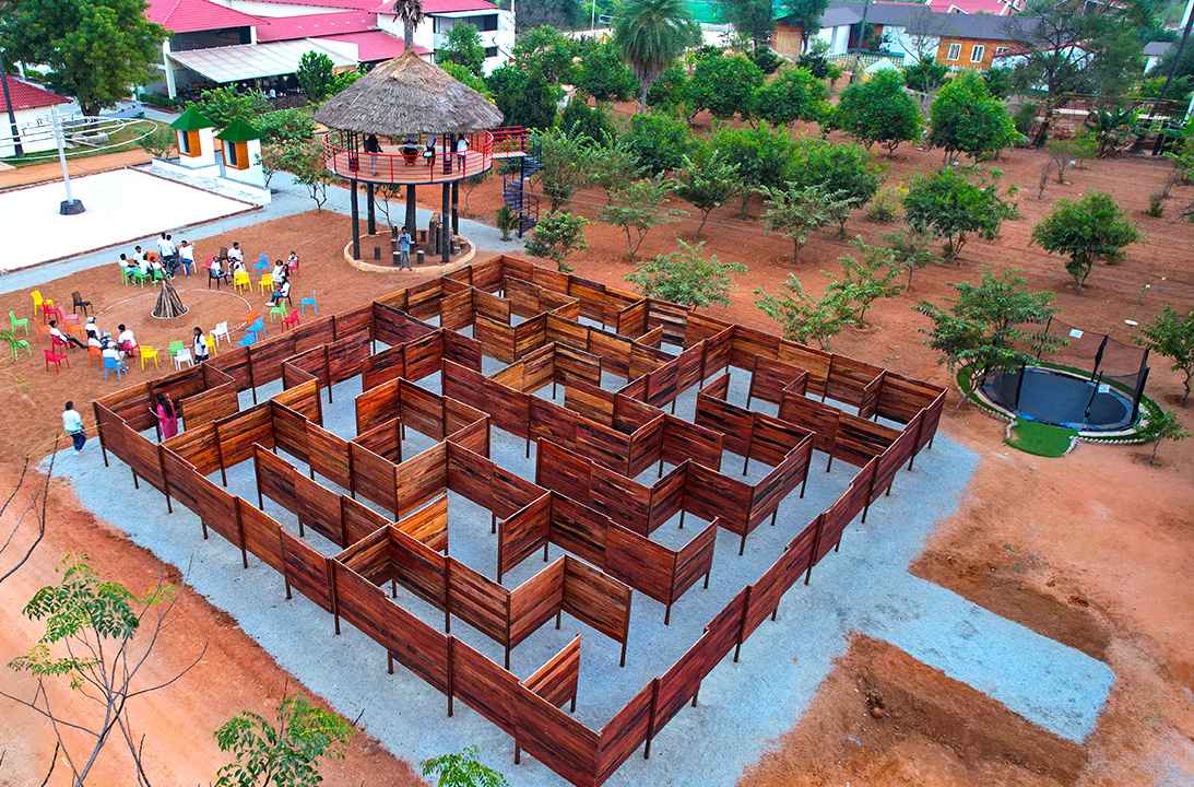 Artistic maze adventure at Go Ranch Resort near Hyderabad in India